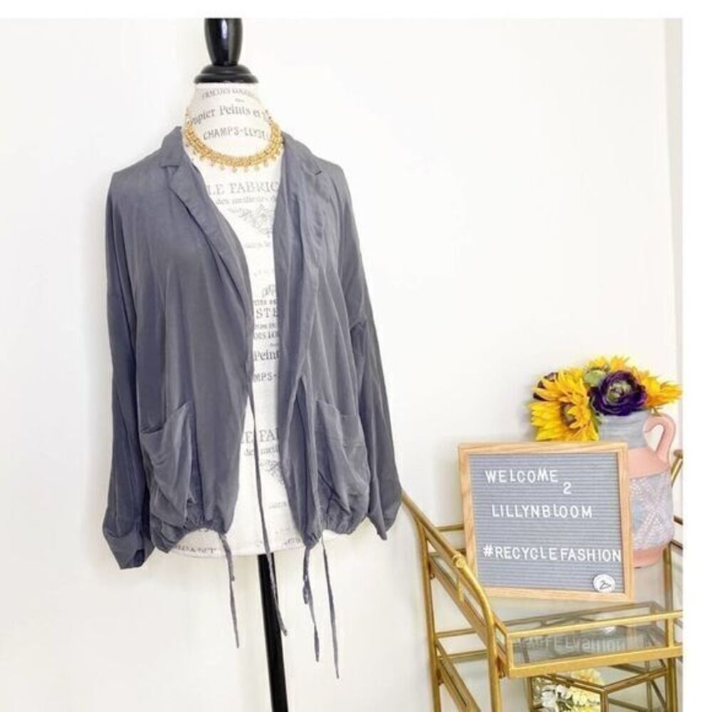 J.CREW Grey Open Silk Jacket Style Cardigan SMALL